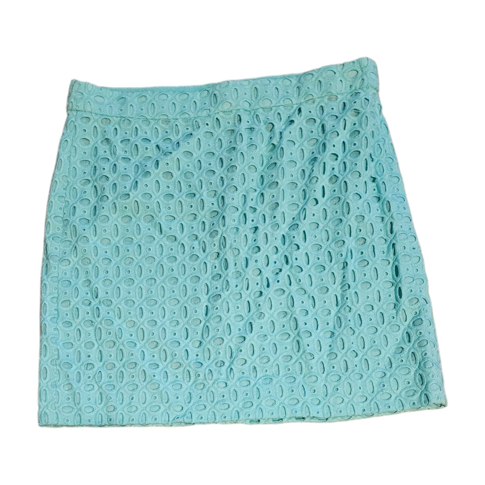 J. Crew Size 4 Eyelet Zip Closure Lined Greenish Blue Mini Skirt